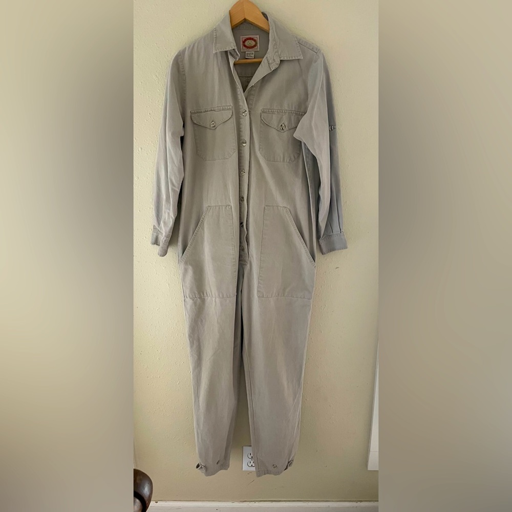 Vintage 80s ~BANANA REPUBLIC~ Jumpsuit Safari Coverall Beige Khaki Cotton Small